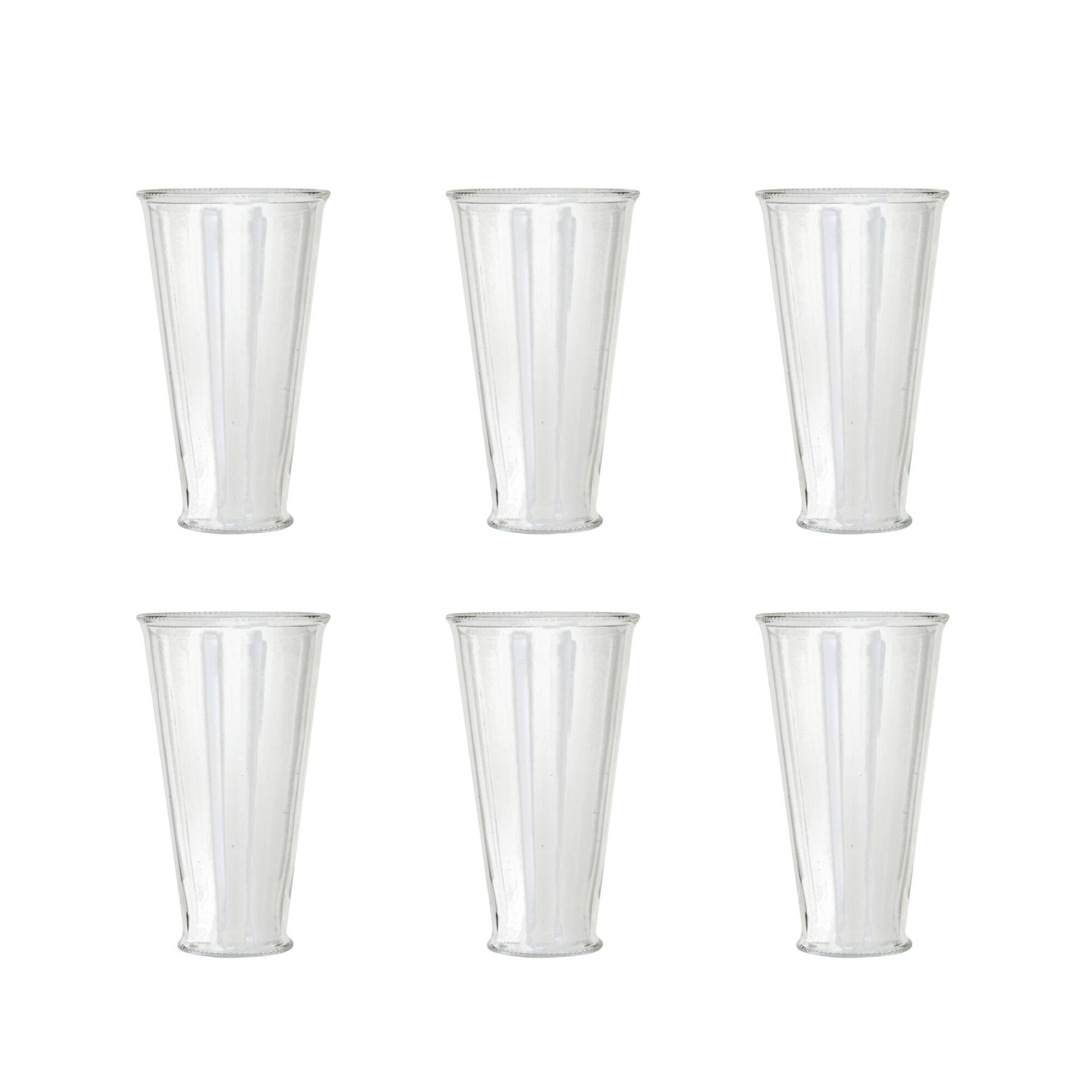 Hello Honey® 6" Clear Round Glass Drinking Glasses with Debossed Rim & Base, 6ct.